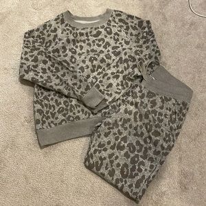 Gray leopard print sweatsuit